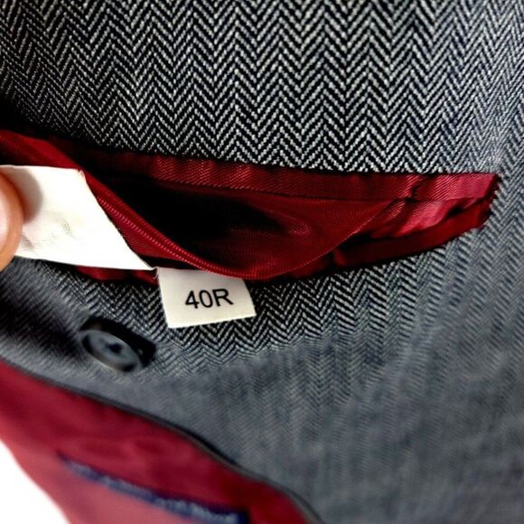 Alan Flusser Silk Worsted Wool Gray Herringbone 2 Button Blazer 40R - Picture 11 of 14